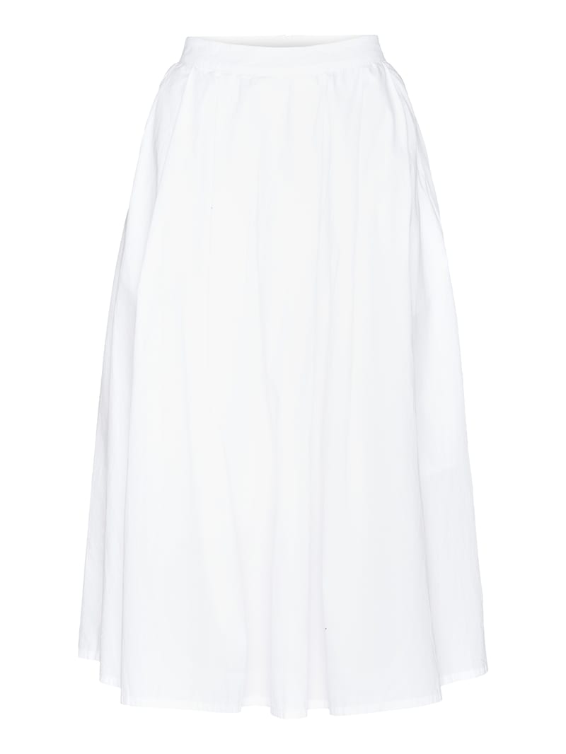 Poplin pleated mid-length skirt