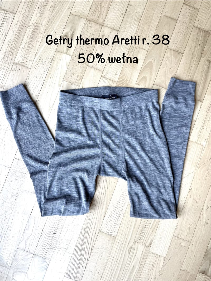 Szare termoaktywne legginsy getry merino Aretti