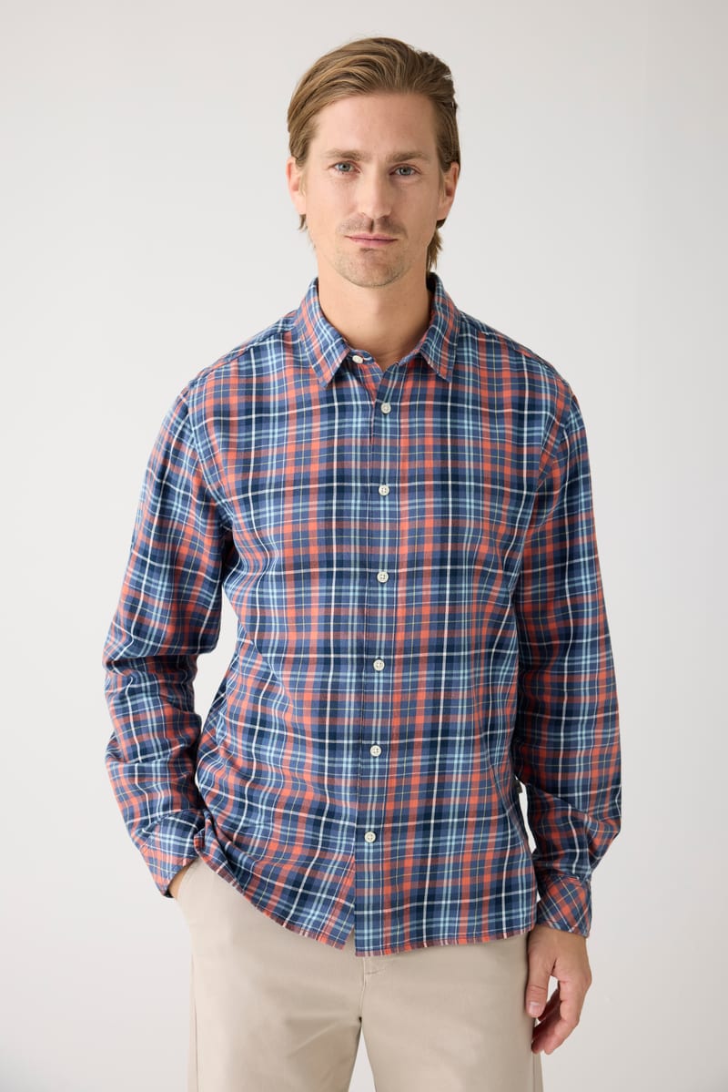 Regular fit small checked flannel shirt - GOTS/Vegan