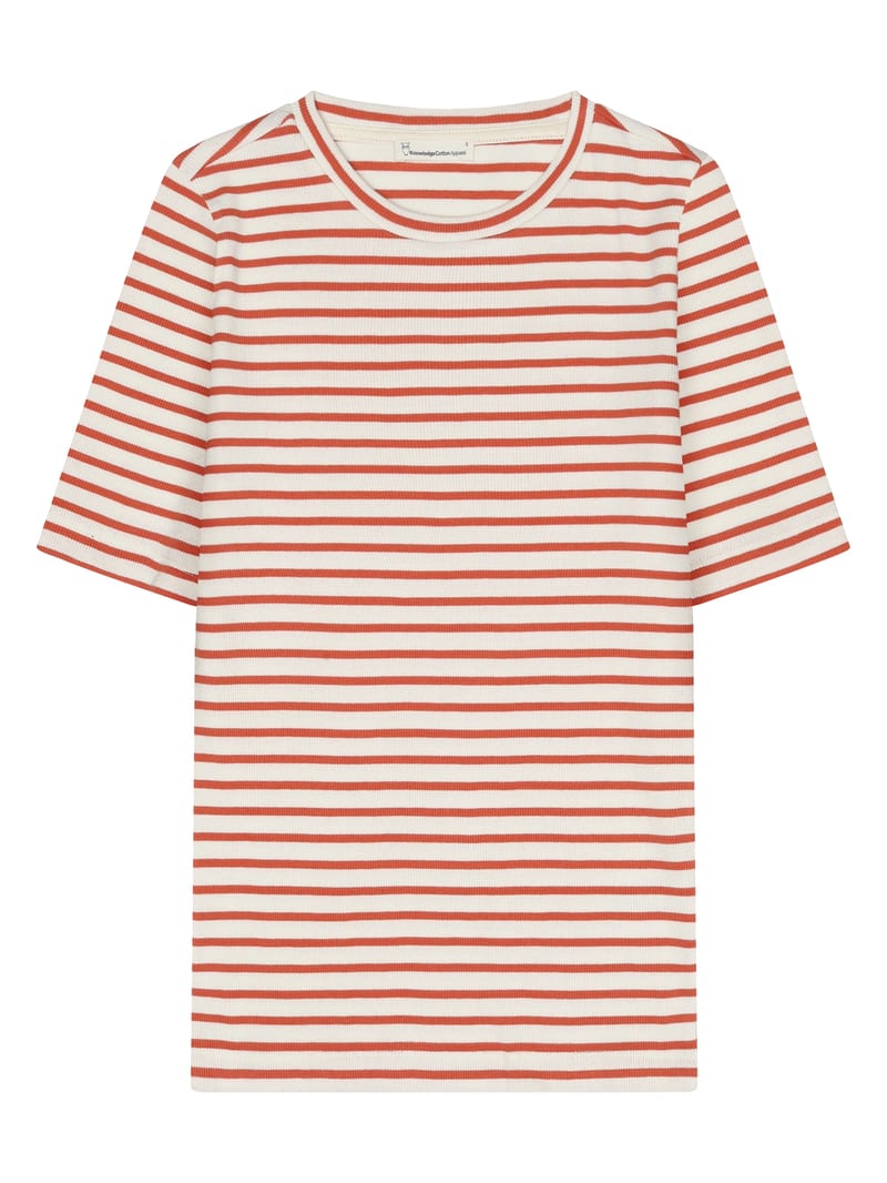 Striped rib t-shirt - Regenerative Organic Certified® - GOTS/Vegan