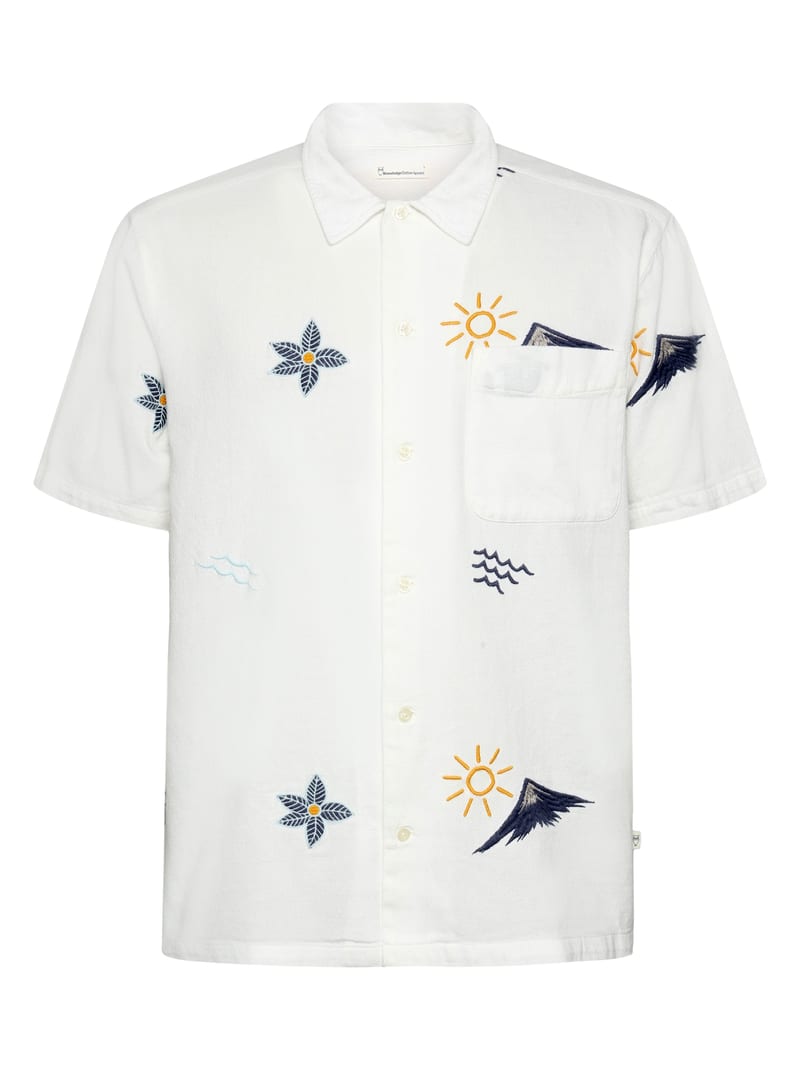 Box fit short sleeve shirt with embroidery - GOTS/Vegan