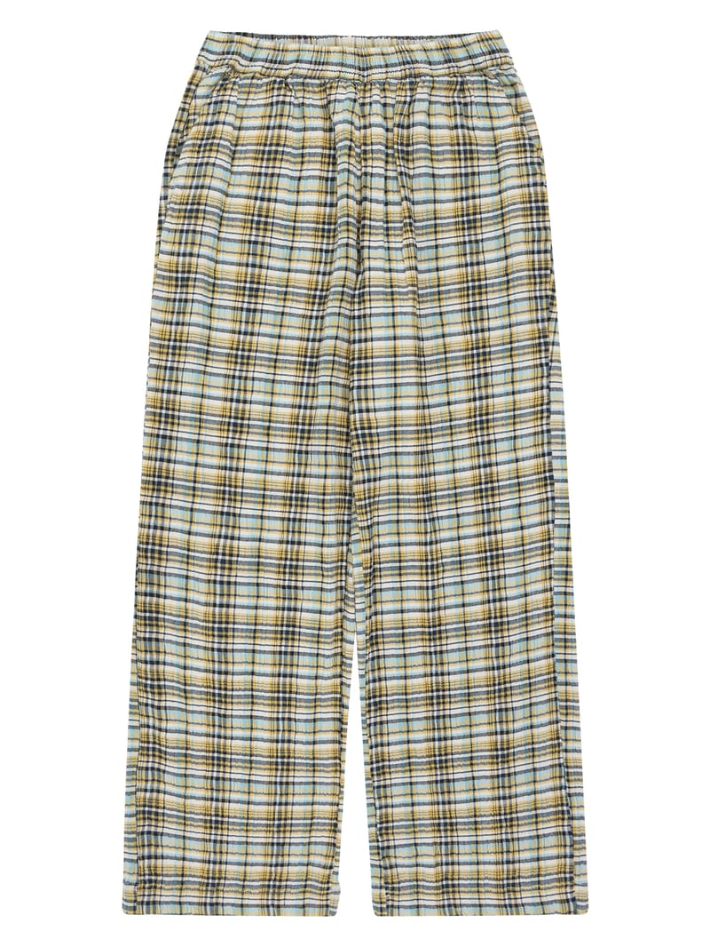 POSEY wide mid-rise check seersucker pants - GOTS/Vegan