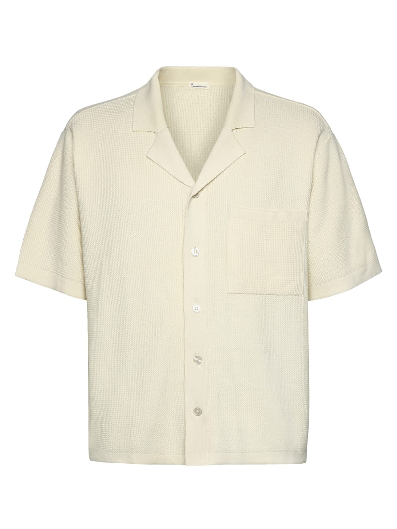 Boxy short sleeve structured knitted shirt - Regenerative Organic Certified™ - GOTS/Vegan