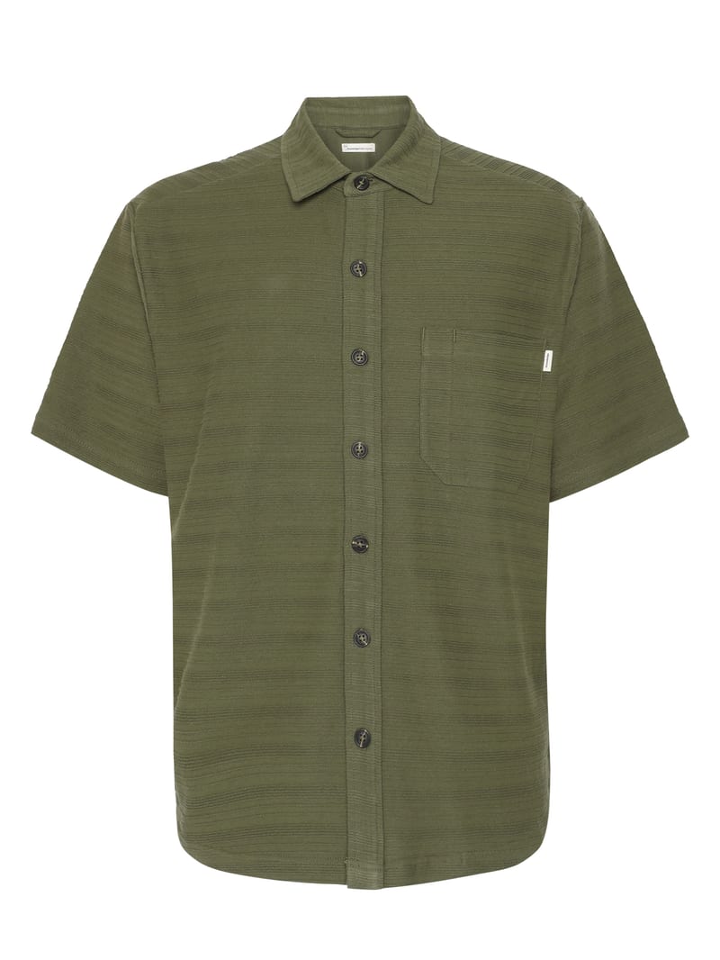 Loose short sleeve cotton solid striped jersey shirt GOTS/Vegan