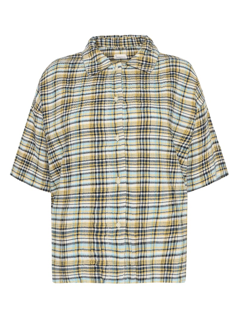 Seersucker check short sleeved shirt - GOTS/Vegan